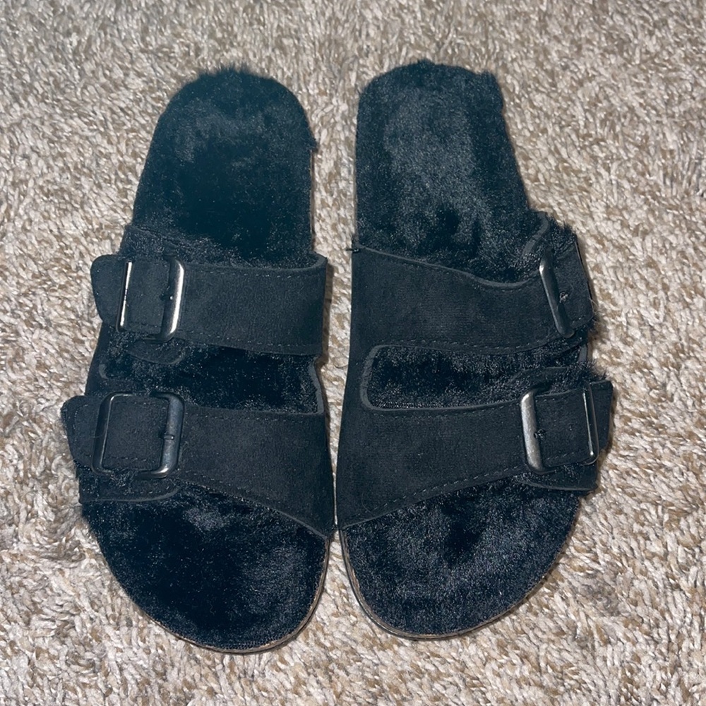New fuzzy sandals